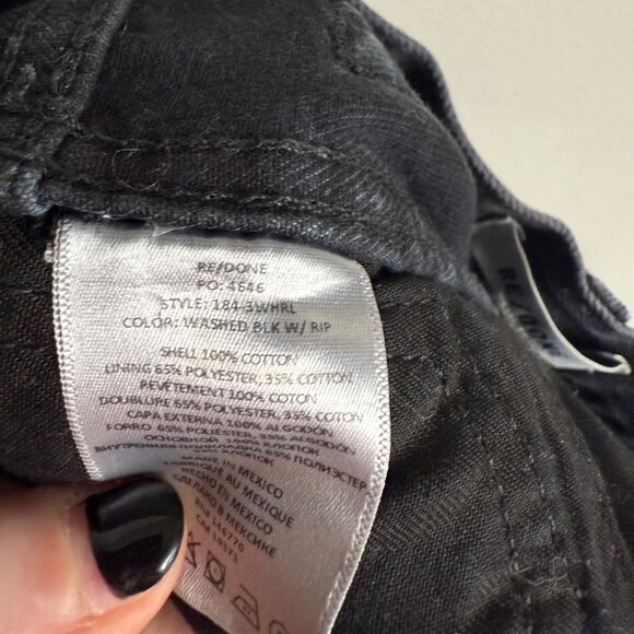 Re/Done Women's 28 Black Mid Rise Straight Leg Distressed Jeans Casual Denim - Picture 6 of 7